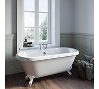 Freestanding Double Ended Roll Top Bath with White Feet 1515 x 740mm - Park Royal