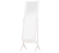Freestanding Dressing Mirror White 148cm H x 47cm MDF Frame Slim Adjustable Tilt