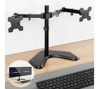 Freestanding Dual Monitor Stand for 10-32" Screens,Mounts 2 Screens up to 22 lbs Each,Height Adjustable, Easy Assemble Stand with Tilt, Rotation & Swivel Arms (black)