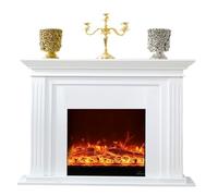 Freestanding Electric Fireplace, Modern White Decorative with Oak Mantel, Realistic Flame, Remote Control Built in Fireplace(Large)