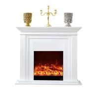 Freestanding Electric Fireplace, Modern White Decorative with Oak Mantel, Realistic Flame, Remote Control Built in Fireplace(Medium)