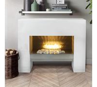Freestanding Electric Fireplace Suite, White Electric Fire and Surround, 39 Inch Electric Fireplace, Realistic Flame Effect, 2kw Heater