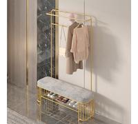 Freestanding Entryway Organizer with Shoe Storage, Coat Hooks, and Bench Seat for Small Spaces