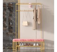 Freestanding Entryway Organizer with Shoe Storage, Coat Hooks, and Bench Seat for Small Spaces