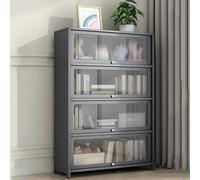 Freestanding Floor Cabinet with Acrylic Doors, Tall Curio Storage Organizer with 4-Tier Inner Shelves for Bathroom, Kitchen, or Living Room