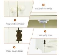 Freestanding Floor Cabinet Wooden Storage Organizer Chest w/ Adjustable Shelf