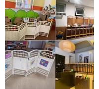 Freestanding Folding Room Divider 5-Piece Weave Partition Wall for Living Room Stylish White 100x40cm - Perfect for Home Decor and Space Separation