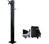 Freestanding Garden Water Column - Outdoor Antifreeze Faucet Dispenser, Metal Floor Mount Hydrant Water Feature Fountain for Backyard Irrigation & Washing
