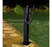 Freestanding Garden Water Column, Outdoor Stainless Steel Vertical Antifreeze Tap with Faucet & Spray Gun for Irrigation and Fountain, Black(Height: 60cm/23.6in)