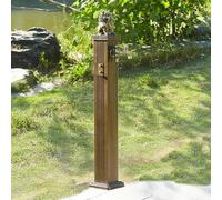 Freestanding Garden Water Column with 2 Outlets, Outdoor Faucet Post with 32.8ft Spray Gun for Irrigation and Watering