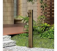 Freestanding Garden Water Column with Faucet, Irrigation Water Fountain Post Winter Anti Freeze Spray Gun Hose Holder with Birds Taps and Stainless Steel Pillar, Outdoor Courtyard (Color : Brown, Si