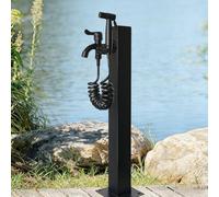 Freestanding Garden Water Column with Faucet, Outside Floor Mounted Hydrant Water Tap, Black Square Hose Stand Faucet for Lawn Irrigation and Car Wash(Height: 95cm/37.4in)