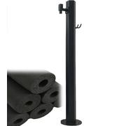 Freestanding Garden Water Column with Lock Faucet Stainless Steel Square Hose Stand Double Outlet Tap for Lawn Irrigation & Washing Black-B