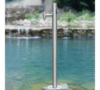 Freestanding Garden Water Column with Outdoor Hose Stand, Anti-Freezing 304 Stainless Steel Floor Mounted Water Tap, Courtyard Faucet Post, Metal Water Fountain Yard Hydrant for Ir