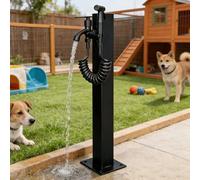Freestanding Garden Water Tap Pedestal with Handheld Sprayer, Weatherproof Black Water Column Faucet for Dog Bathing and Lawn Care, Vertical Outdoor Water Hydrant