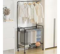 Freestanding Garment Rack with Casters 3 Tier Trouser Hanger Storage Movable Clothes for Bedroom Multi Functional Slacks Holder 12 Pieces Black