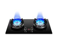 Freestanding Gas Stove 2 Burners 17742BTU, 180 Minutes Timer (Two-Sided Independent), Accidental Flameout Protection Device For Yard Camping(NG)