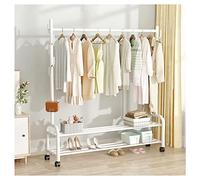 Freestanding Hall Tree with Sturdy Metal Garment Rack 2-Tier rage Shelves & 4 Wheels - Ideal Coat for Bedroom Entryway & Space-Sing Solutions