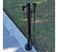 Freestanding Hose Stand with Dual Faucet for Outdoor Garden - Durable Stainless Steel Water Column Dispenser for Easy Hose Access