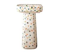 Freestanding Indoor and Outdoor Floor Standing Sink, Ceramic Pedestal Bathroom with Rectangular Vessel Bowl, Modern Bohemian Style Basin Art Modern(B)
