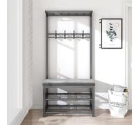 Freestanding Industrial Coat Rack & Shoe Sto Bench - 60CM Hall Tree with Hoo for Smals - Grey Multifunctal Entrywayfor Mudroom & Entry Hall