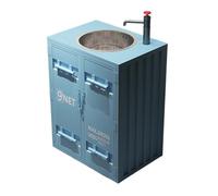 Freestanding Industrial Style Vanity Sink Combination with Iron Cabinet, Floor Standing with Faucet and Drain kit, Vintage Bathroom bar Restaurant Pedestal Modern(Light Blue)