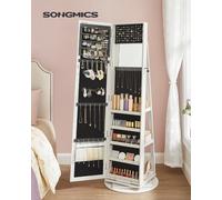 Freestanding Jewelry Cabinet Mirror Cabinet 360?? Swivel Storage Shelf JBC62W