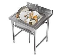 Freestanding Kitchen Sink Commercial 304 Stainless Steel Sink Units, Handmade Outdoor Indoor Utility Basin for Garage, Catering, Restaurant, Camping, Laundry Room, Workshop, Included Faucet