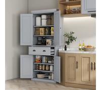 HOMCOM Freestanding Kitchen Storage Cabinet Drawers Cupboards Shelves Grey | TJ Hughes
