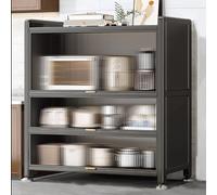 Freestanding Kitchen Storage Cabinet with Transparent Doors Multi Functional for Microwave Spices Pots & Pans 4 Layers 100cm/39.4in Ideal Kitchen Appliance Storage Solution