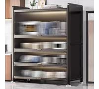 Freestanding Kitchen Storage Cabinet with Transparent Doors - Multifunctional Appliancefor Microwave Spices Pots & Pans - Space-Saving Kitchen Furniture