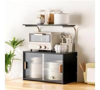 Freestanding Kitchen Storage Shelf,Multi-Function Bamboo Countertop Shelf with Glass Cabinet Door for Kitchen,Bedroom,Study
