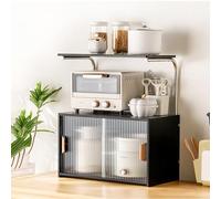 Freestanding Kitchen Storage Shelf,Multi-Function Bamboo Countertop Shelf with Glass Cabinet Door for Kitchen,Bedroom,Study