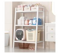 Freestanding Ladder Shelf, Carbon Steel Multi-layer Open Storage Rack with Adjustable Feet for Bathroom, Living Room Organization