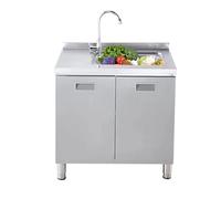 Freestanding Laundry Sink with Cabinet, Outdoor Utility Sink with Faucet and Storage Shelves for Kitchen, Restaurant, Bar, Garage, Backyard