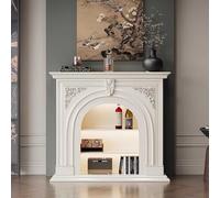 Freestanding Mantel Stand, Modern Fireplace Cabinet with Storage Shelves for Living Room and Bedroom