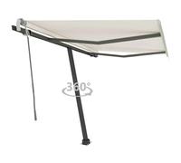 vidaXL Freestanding Manual Retractable Awning 350x250 cm Cream Outdoor Patio