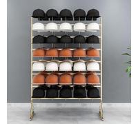 Freestanding Metal Hat Rack for Commercial Use, 7-Tier Double-sided Display Stand for Baseball, Wig, Cowboy Hats, and Motorcycle Helmets in Clothing Stores