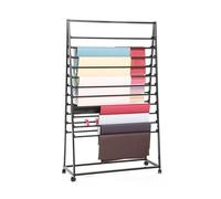 Freestanding Metal Scarf Display Rack, Commercial Scarves Display for Ribbon Flower Wrapping Paper Hijab Silk Shawl Pant Tie Belt Towel for Retail Boutiques(Black Double Row,70 * 40 * 165cm)
