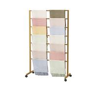 Freestanding Metal Scarf Display Stand with Wheels, Double Sided for Blankets Shawls Fabric Commercial Use, Suit Pants Hanging Rack