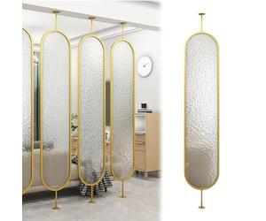 Freestanding Modern Room Divider with Tempered Ripple s d Iron e 1 Panel Detive Partit for Bedroom Living Room Bathroom H-175cm (68.8in)