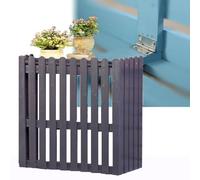 Freestanding Outdoor Air Conditioner Cover - Decorative Fence & Protective Dust Shield for Balcony Units Wood Flower Shelf Gray 33.4"x14"x33" (85x36x84cm)