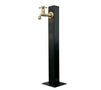 Freestanding Outdoor Garden Water Column Tap | Black Stainless Steel Yard Hydrant Spigot | Floor Mount Water Faucet for Patio, Car Wash, Lawn Irrigation(A,Height: 60cm/23.6in)
