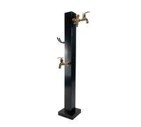 Freestanding Outdoor Vertical Garden Water Column with Copper Faucet, Square Hose Stand & Floor-Mounted Dispenser Hydrant (Black A) - Perfect for Garden Irrigation & Decoration