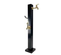 Freestanding Outdoor Vertical Garden Water Column with Full Copper Faucet, Square Hose Stand, Floor Mounted Water Dispenser Hydrant - Ideal for Garden Irrigation (Black B)