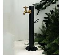Freestanding Outdoor Vertical Square Garden Water Column,Garden Hose Stand with Full Copper Faucet,Decorative Yard Hydrant Floor Mounted Water Feature Fountain for Patio/Backyard