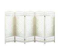 Freestanding Partition Wooden Screen Rattan Weaving Room Divider Multicolor 47.24x15.74in Multiple Panels Pack(White,47.24 x 15.74in-5 panels)