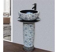 Freestanding Pedestal Sink Floor Standing Art Bathroom Basin - Ceramics Retro Industrial Style Easy to Clean Unit(G) (J)