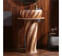 Freestanding Pedestal Sink Floor Standing Art Bathroom Ceramics Retro Industrial Style Deco with Hard and Easy to Clean Basin Unit(F,Without mirror) (I Without mirror)