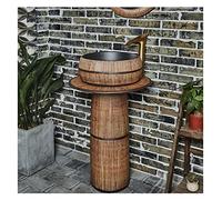 Freestanding Pedestal Sink Floor Standing Art Bathroom Ceramics Retro Industrial Style Decor with Hard and Easy to Clean Basin Unit(2 Piece Set,No Faucet) (2 Piece Set No Faucet)